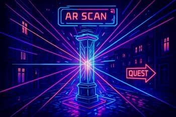 Scanning a beacon sticker on a street shelter