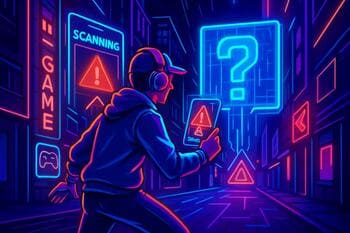 AR scan quest on a European street at night