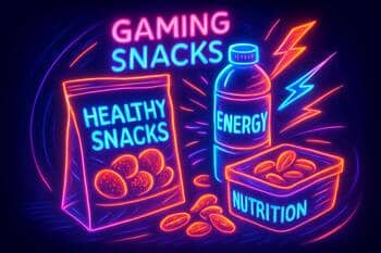 Healthy esports snacks arranged on a minimal tray