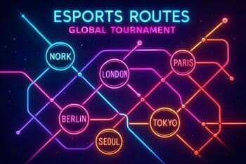 Simplified metro map connecting airport and venue