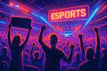 Neon crowd chanting with lightsticks