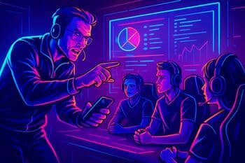 Players with a mobile coach discussing strategy