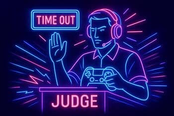 Referee seat beside the stage during a timeout