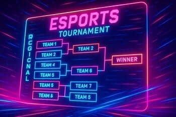 Regional bracket screen with neon highlights