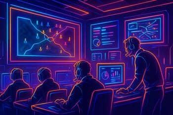 Review room with monitors for telemetry and POVs