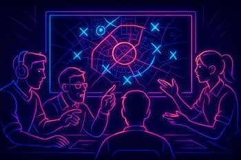 Strategy whiteboard showing counters and lane swaps