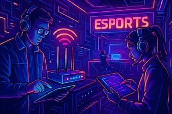 Venue tech setup checks with tablets and routers